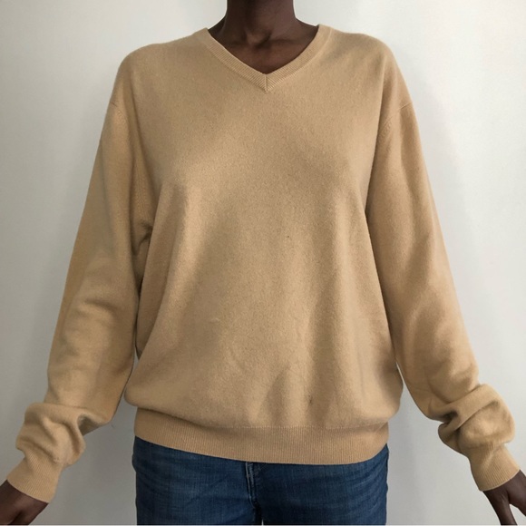 CLUB ROOM | V-Neck Camel Brown Cashmere Sweater Size XL - Picture 1 of 4
